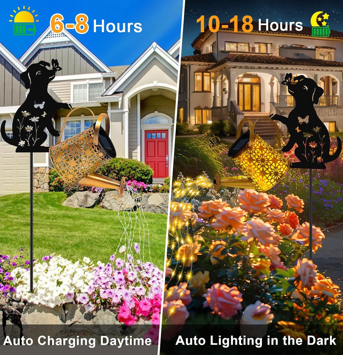 Solar Garden Lights Outdoor Decor, Cat Watering Can Lights for Yard, 1 Pack