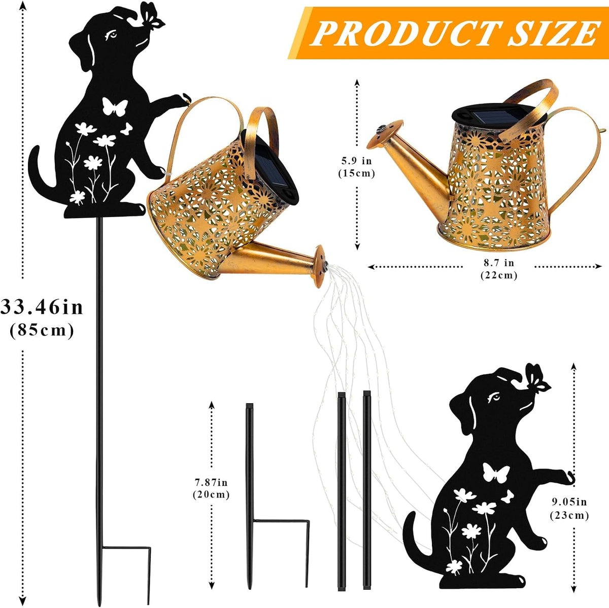 Solar Garden Lights Outdoor Decor, Cat Watering Can Lights for Yard, 1 Pack