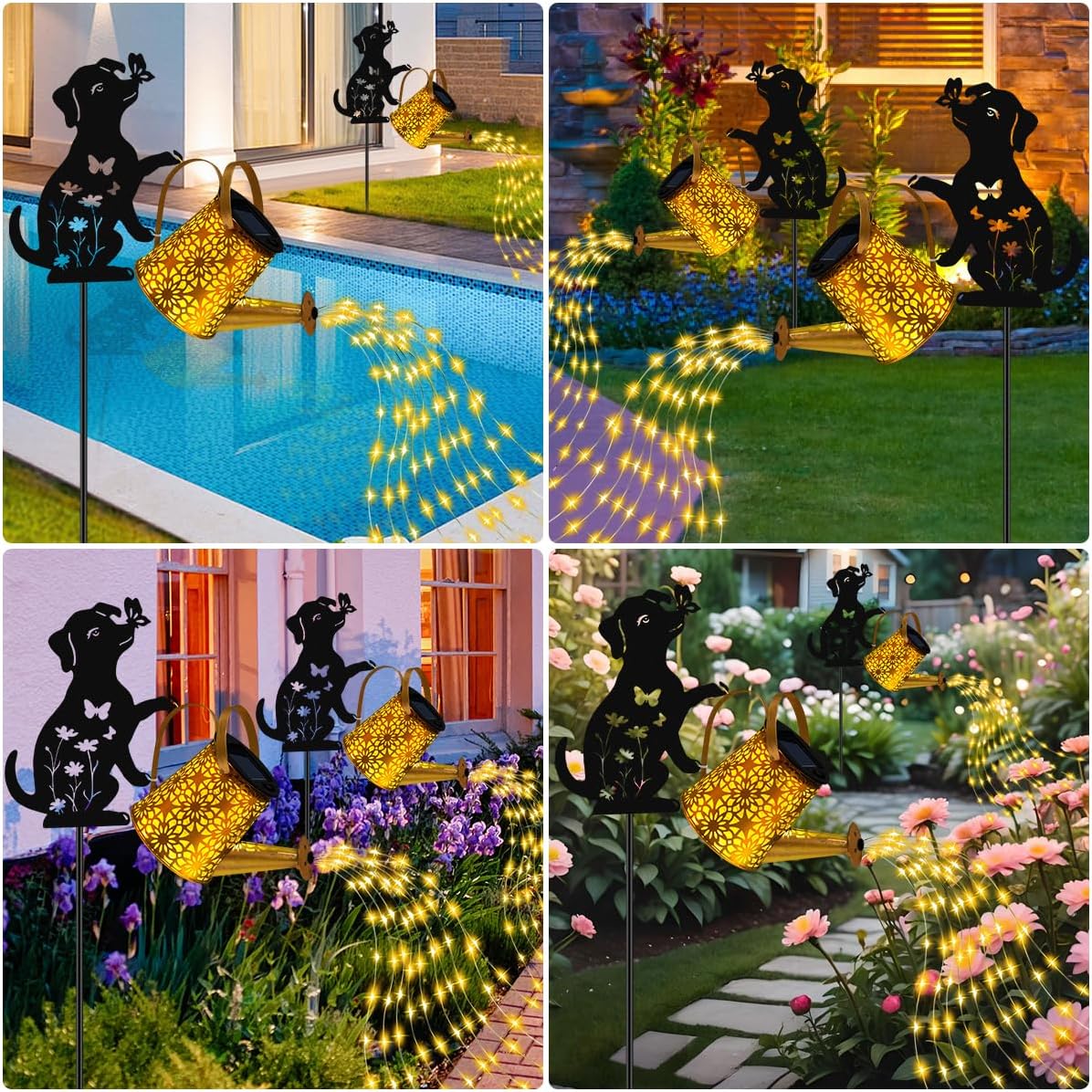 Solar Garden Lights Outdoor Decor, Cat Watering Can Lights for Yard, 1 Pack