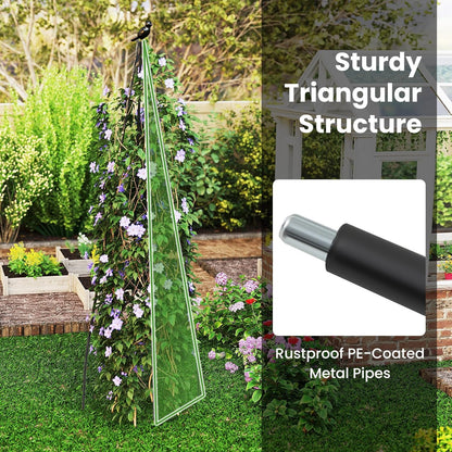 71" Garden Trellis for Climbing Plants, Self-Watering Raised Garden Bed w/Obelisk Trellis, Lockable Wheels, Adjustable Height, Indoor Outdoor Vertical Planter Box for Flower, Vine (1)