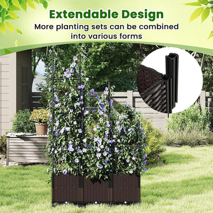 71" Garden Trellis for Climbing Plants, Self-Watering Raised Garden Bed w/Obelisk Trellis, Lockable Wheels, Adjustable Height, Indoor Outdoor Vertical Planter Box for Flower, Vine (1)