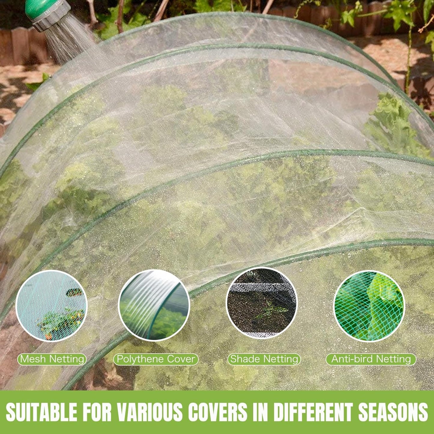 36 Pack 8ft Garden Hoops for Raised Beds, 6 Sets Fiberglass with PVC