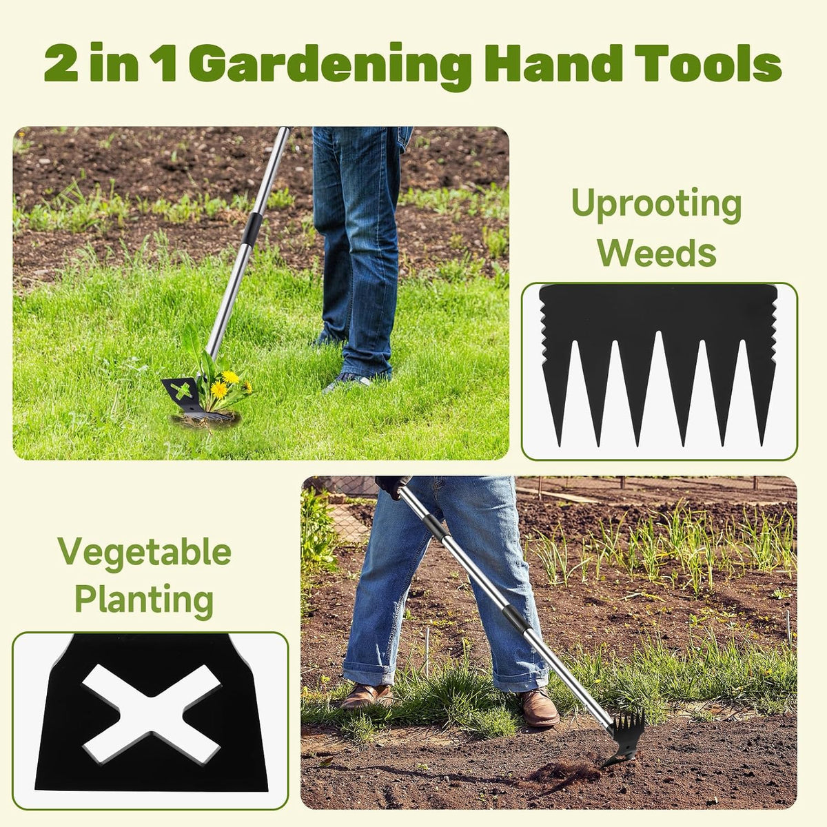 60" Weed Puller Tool with Long Handle and 17" Weeding Tools Gardening Set