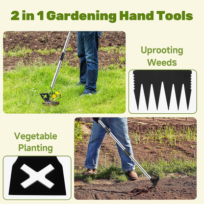 60" Weed Puller Tool with Long Handle and 17" Weeding Tools Gardening Set
