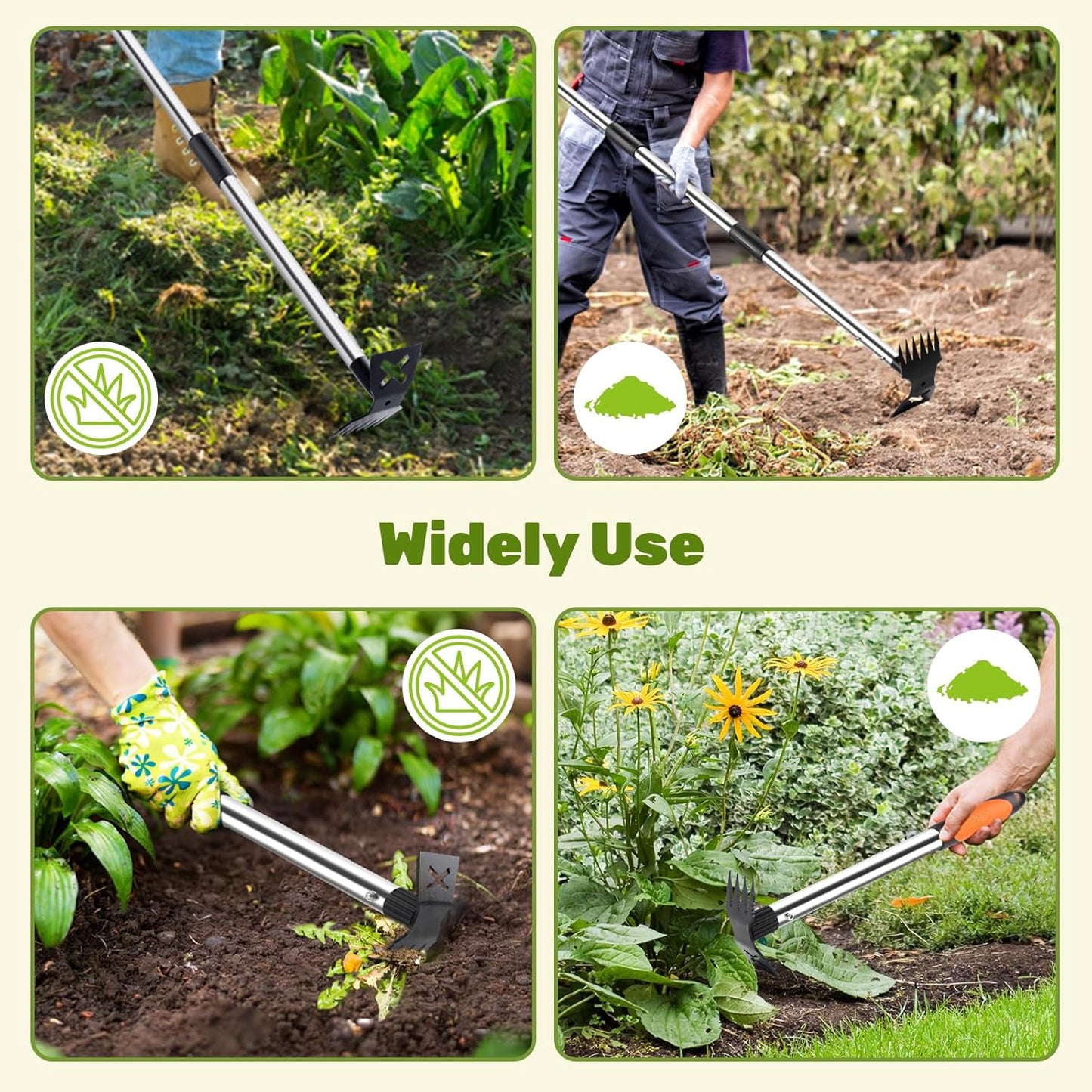 60" Weed Puller Tool with Long Handle and 17" Weeding Tools Gardening Set