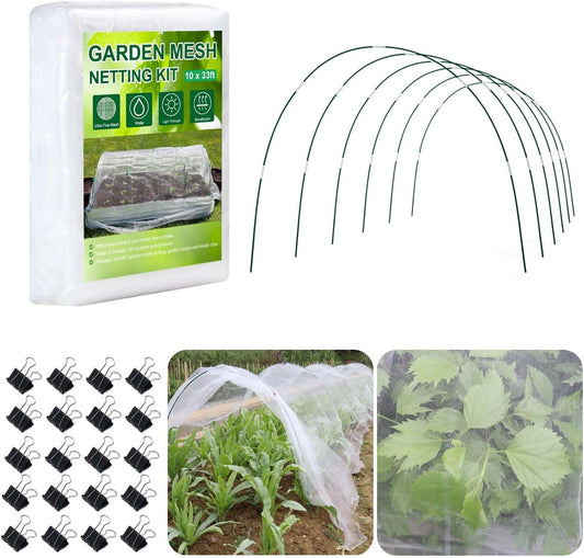 Garden Netting Kit for Raised Beds, 10x33ft Ultra Fine Mesh Netting