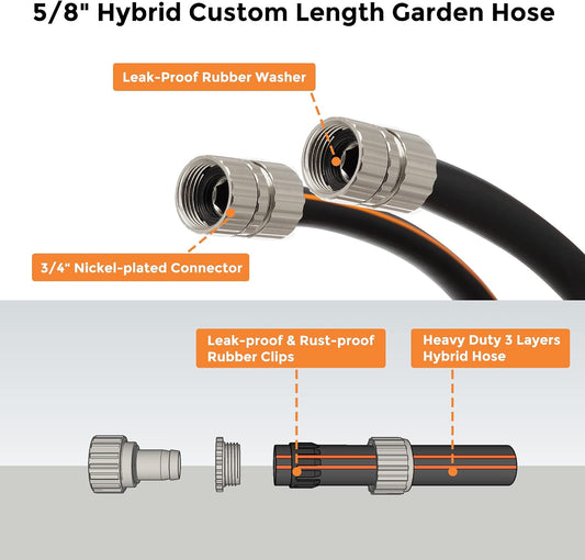 Garden Hose 5/8", 5ft Female to Female Leader Hose