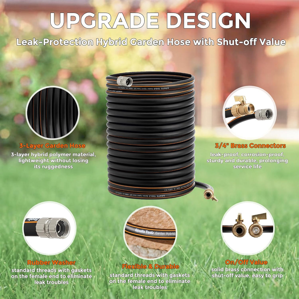 Garden Hose 5/8", 5ft Female to Female Leader Hose