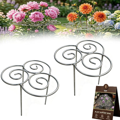 Peony Cages and Supports 2 Pack, Decorative Grow Through Plant Support Hoops, Heavy Duty Metal Peony Plant Support Rings for Garden Outdoor Plants & Dahlia (2PC, s)