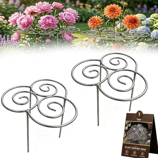 Peony Cages and Supports 2 Pack, Decorative Grow Through Plant Support Hoops, Heavy Duty Metal Peony Plant Support Rings for Garden Outdoor Plants & Dahlia (2PC, s)