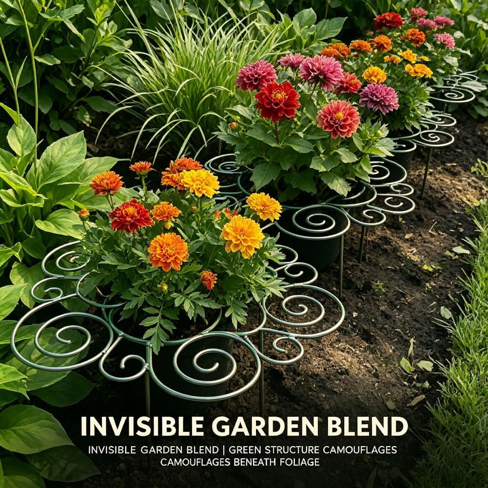 Peony Cages and Supports 2 Pack, Decorative Grow Through Plant Support Hoops, Heavy Duty Metal Peony Plant Support Rings for Garden Outdoor Plants & Dahlia (2PC, s)