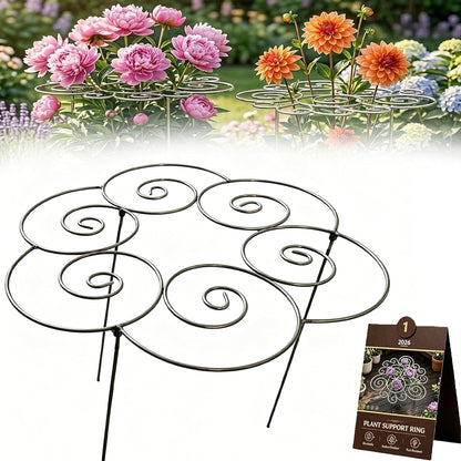 Peony Cages and Supports 2 Pack, Decorative Grow Through Plant Support Hoops, Heavy Duty Metal Peony Plant Support Rings for Garden Outdoor Plants & Dahlia (2PC, s)
