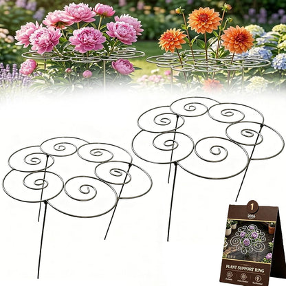 Peony Cages and Supports 2 Pack, Decorative Grow Through Plant Support Hoops, Heavy Duty Metal Peony Plant Support Rings for Garden Outdoor Plants & Dahlia (2PC, s)
