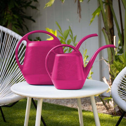 Aqua Rite 56 Fl Oz (.44 Gallon) Fuchsia Resin Watering Can for Indoor or Outdoor Use, Made in USA
