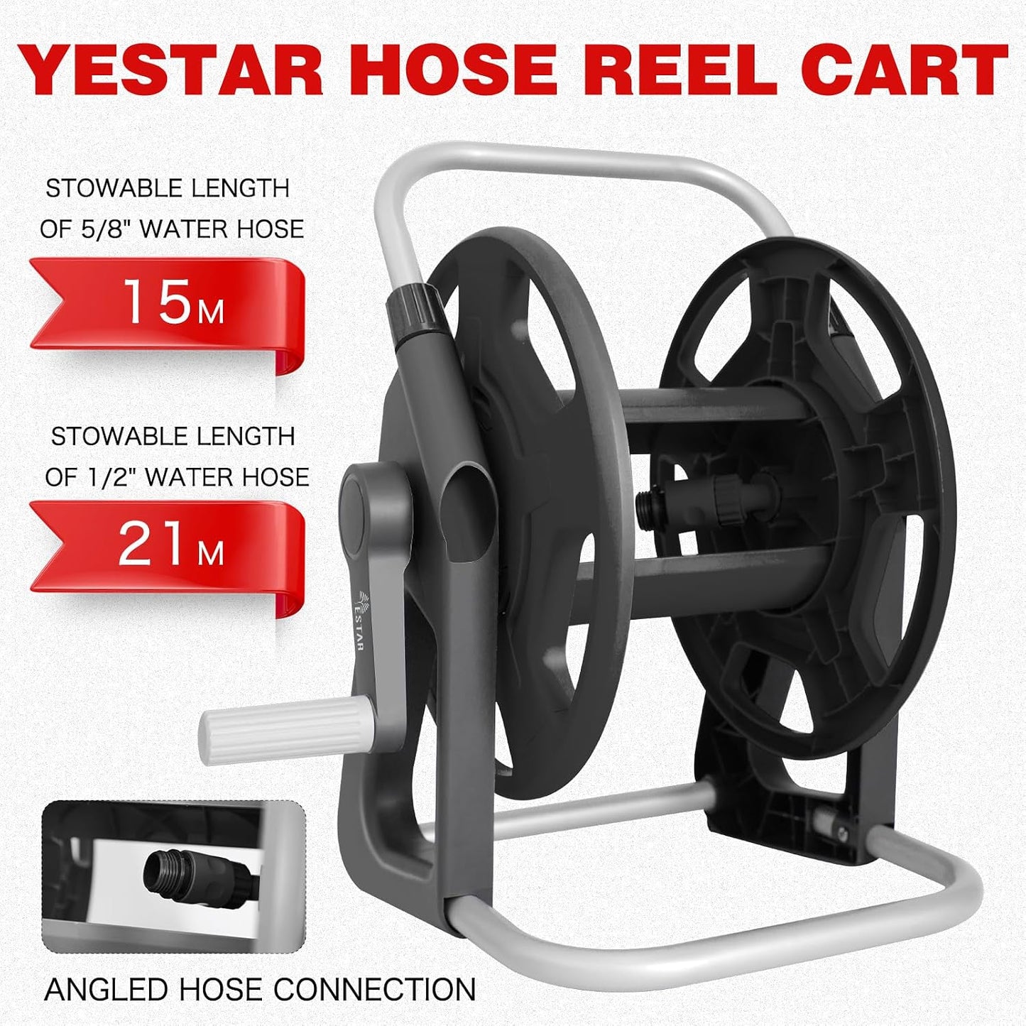 Water Hose Reel,Holds 50-60 Ft of 5/8" Hose