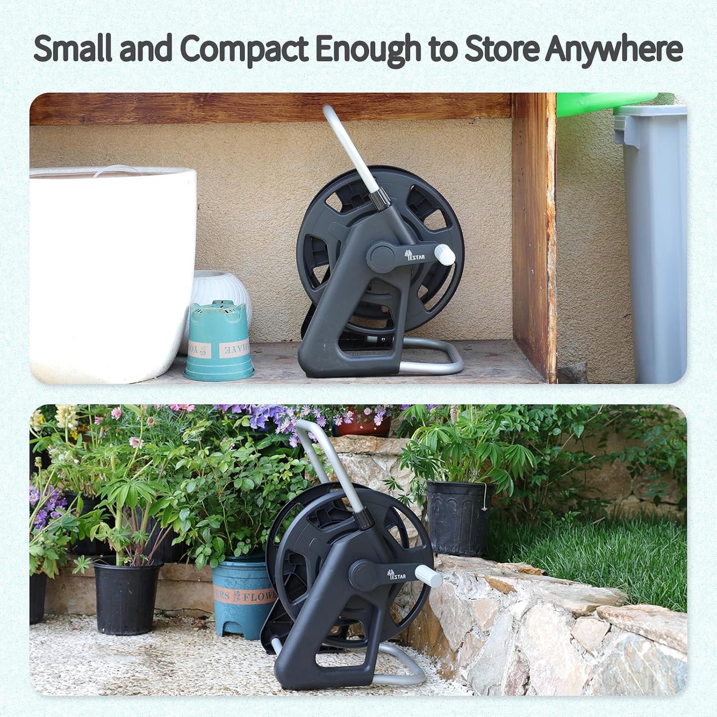 Water Hose Reel,Holds 50-60 Ft of 5/8" Hose