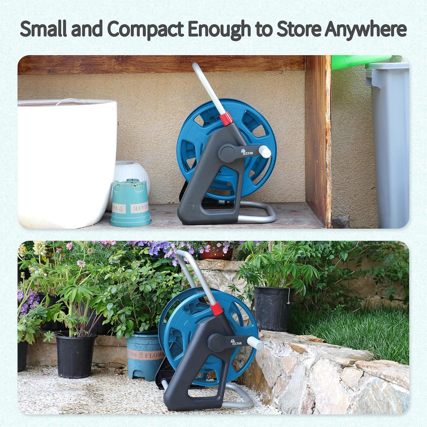 Water Hose Reel,Holds 50-60 Ft of 5/8" Hose