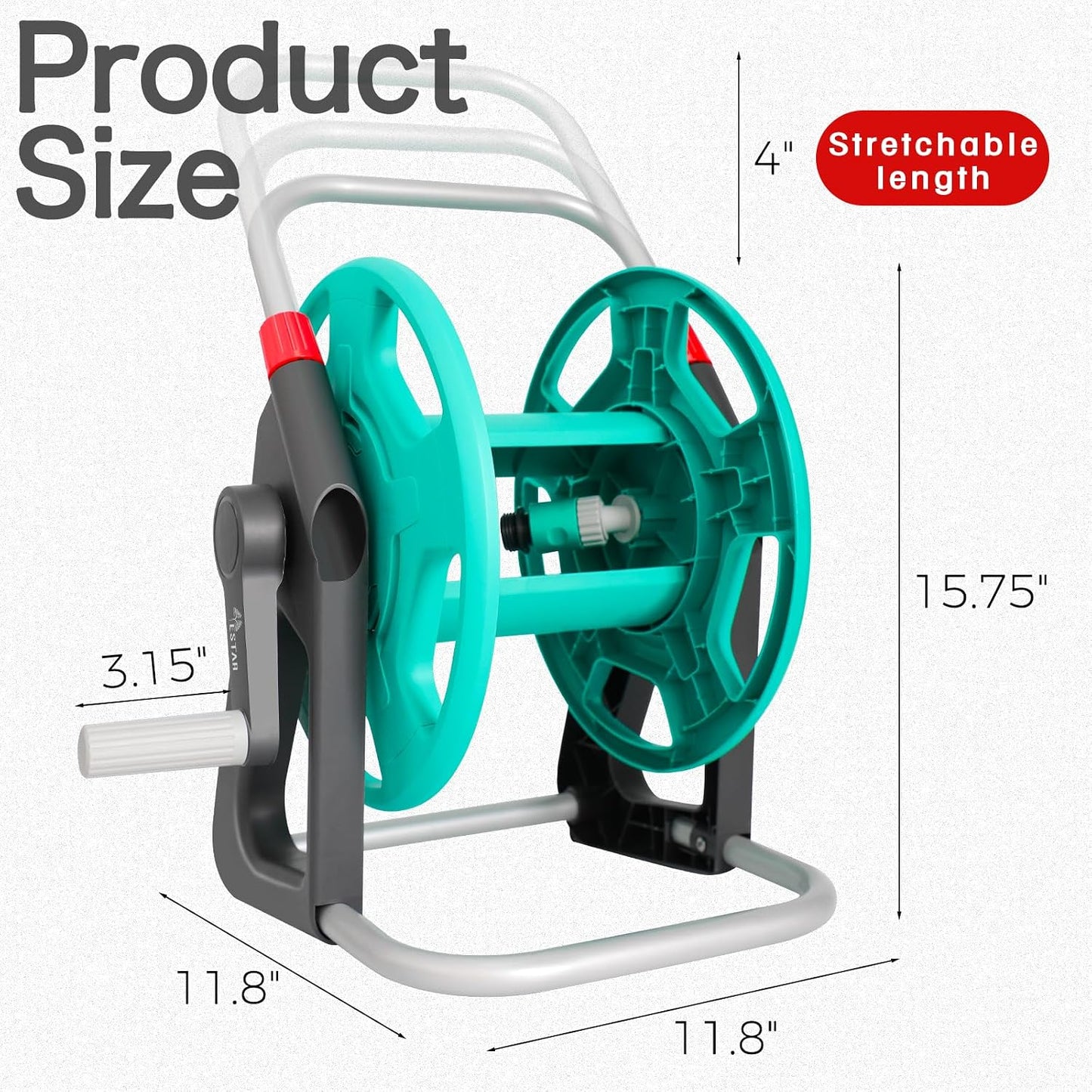 Water Hose Reel,Holds 50-60 Ft of 5/8" Hose