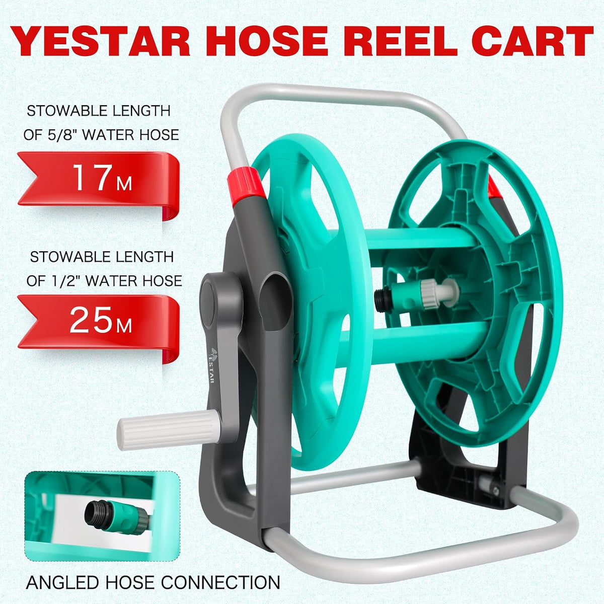 Water Hose Reel,Holds 50-60 Ft of 5/8" Hose