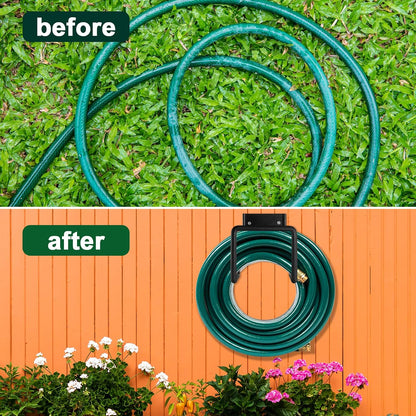 Metal Garden Hose Holder, Heavy Duty Wall Mount Hose Hanger for 150 FT