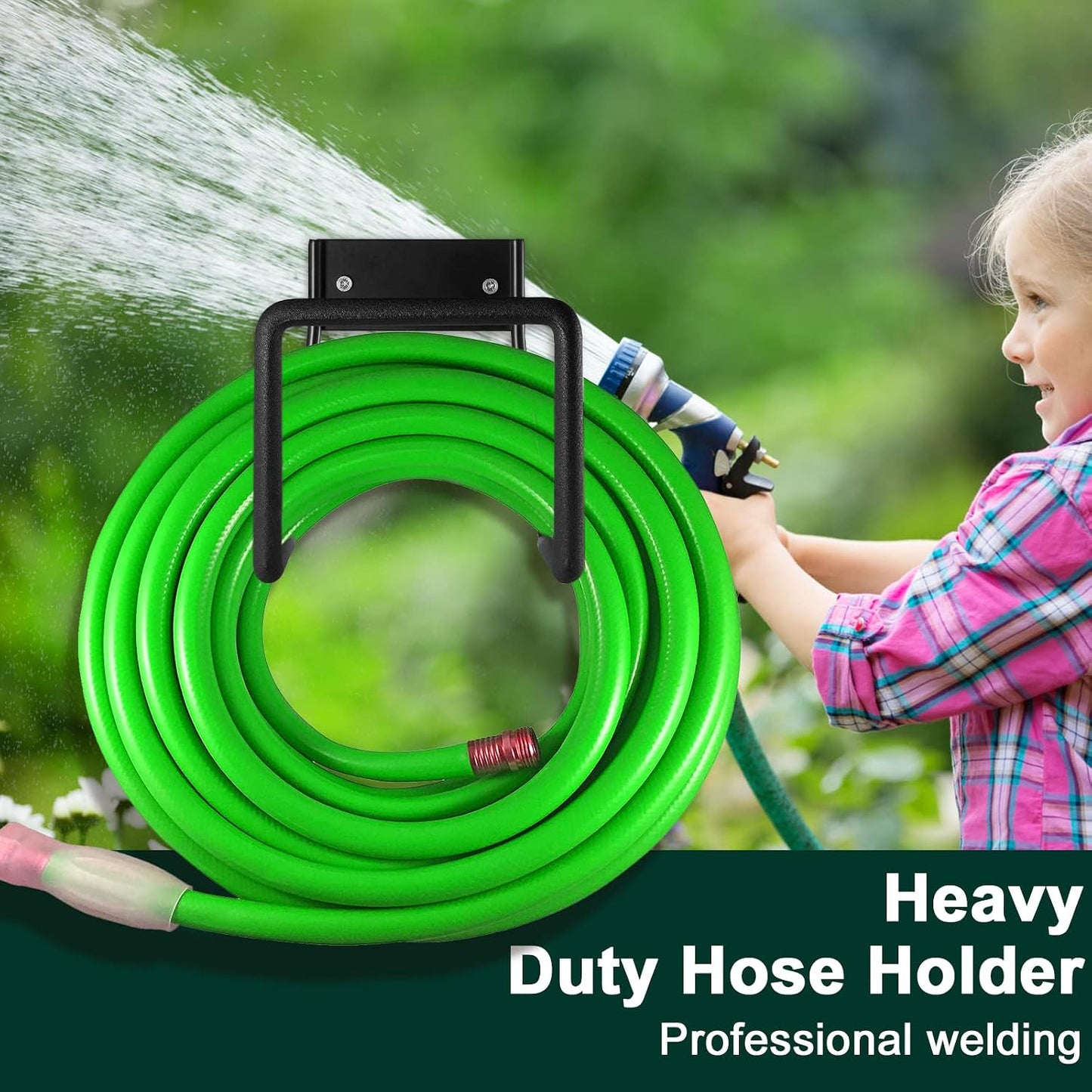 Metal Garden Hose Holder, Heavy Duty Wall Mount Hose Hanger for 150 FT