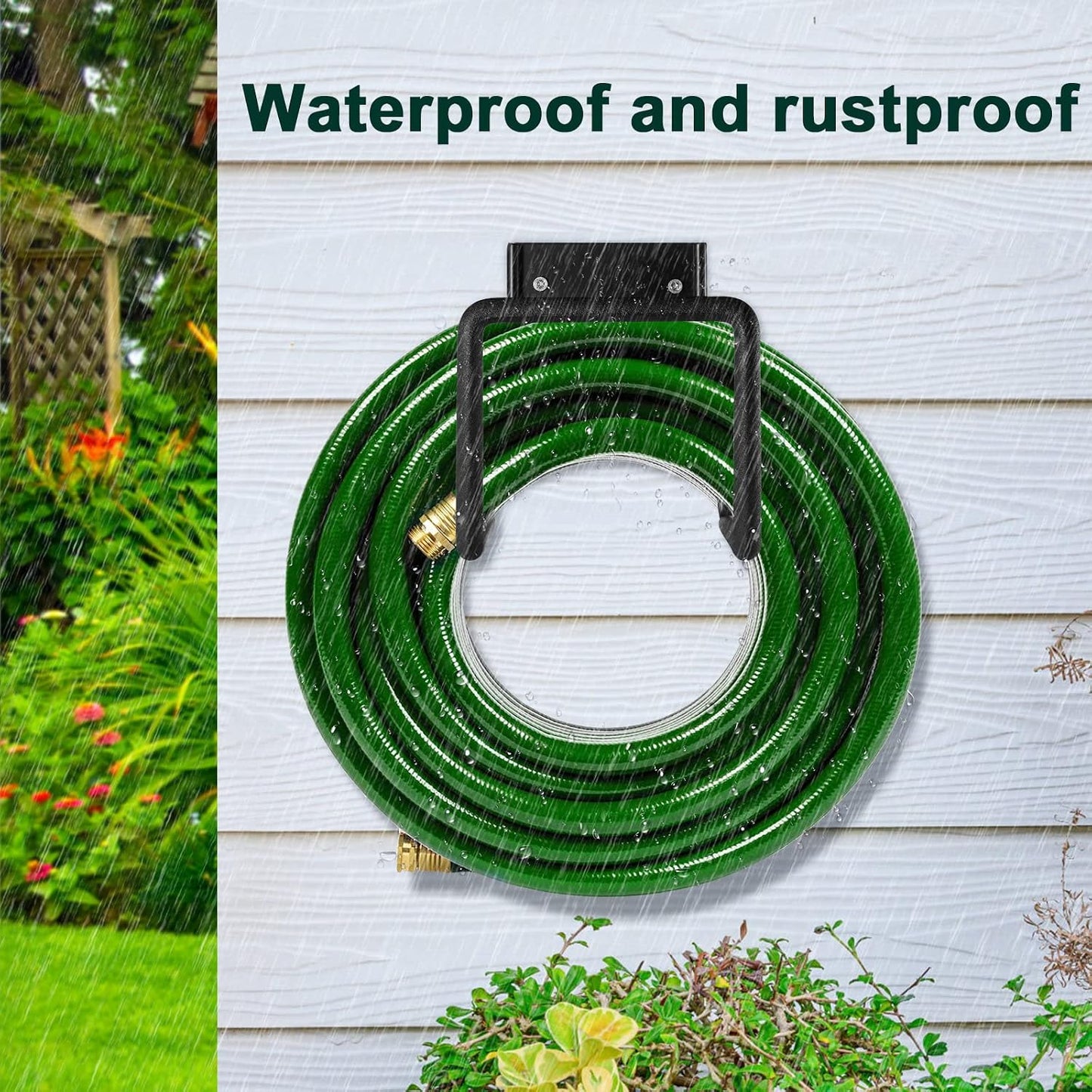 Metal Garden Hose Holder, Heavy Duty Wall Mount Hose Hanger for 150 FT