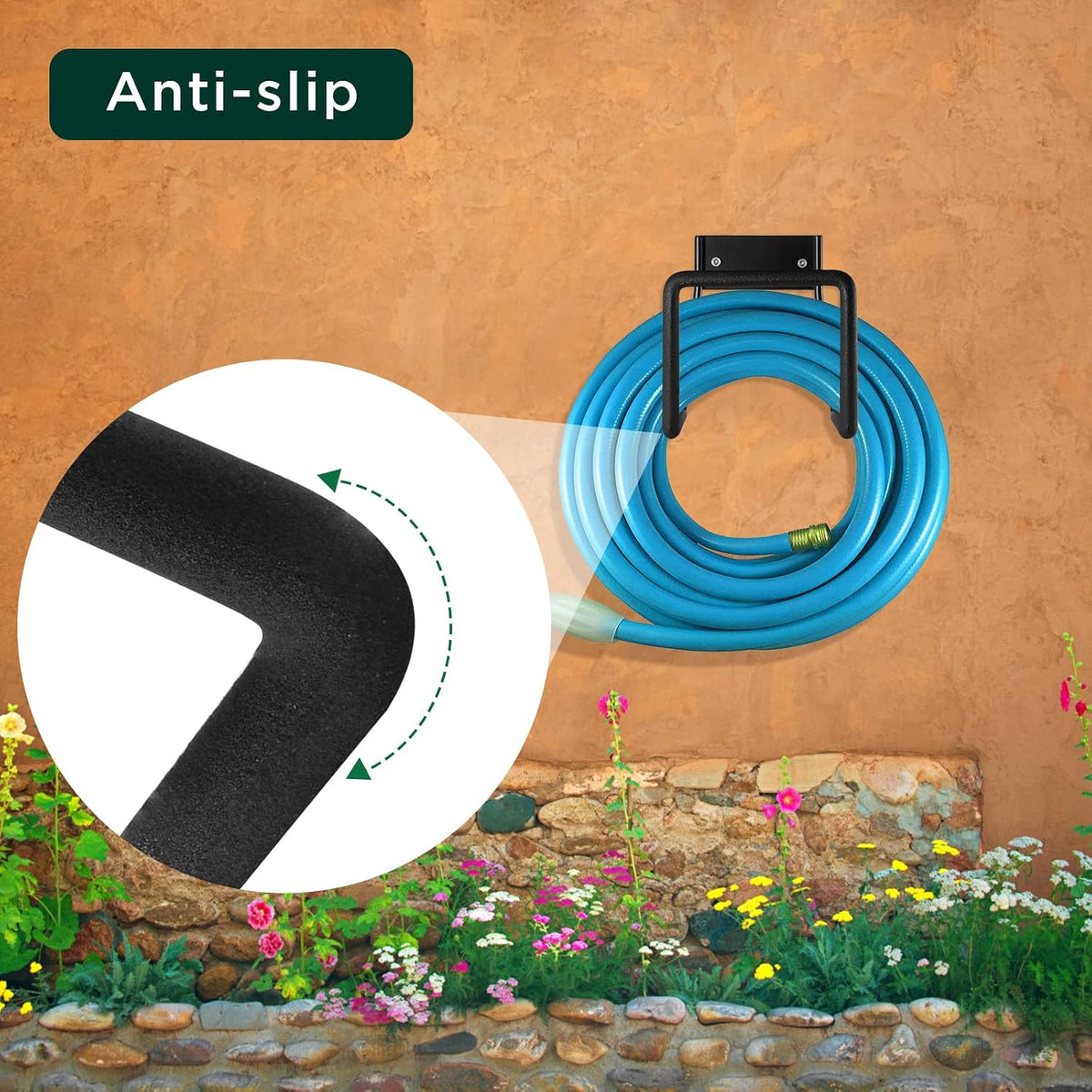 Metal Garden Hose Holder, Heavy Duty Wall Mount Hose Hanger for 150 FT