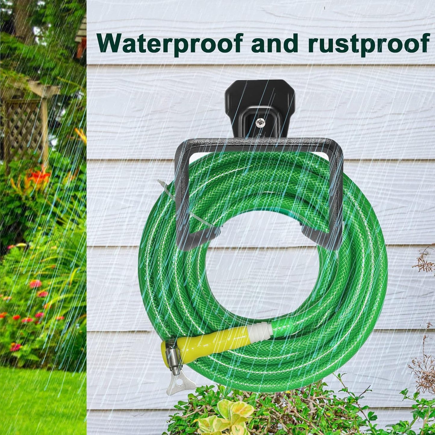Metal Garden Hose Holder, Heavy Duty Wall Mount Hose Hanger for 150 FT