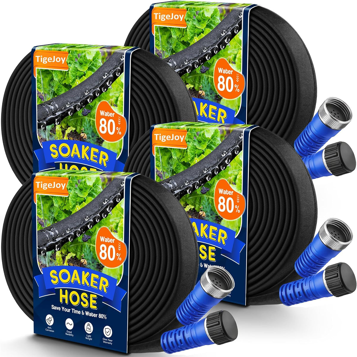 200FT Flat Soaker Hose, Heavy Duty Garden Watering Hose