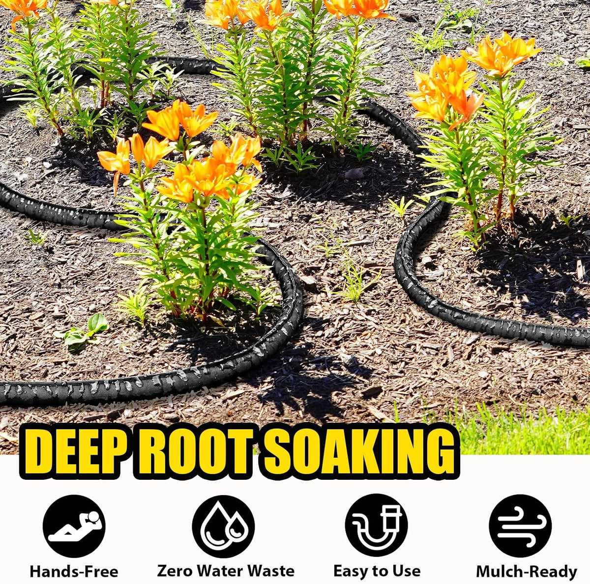 200FT Flat Soaker Hose, Heavy Duty Garden Watering Hose
