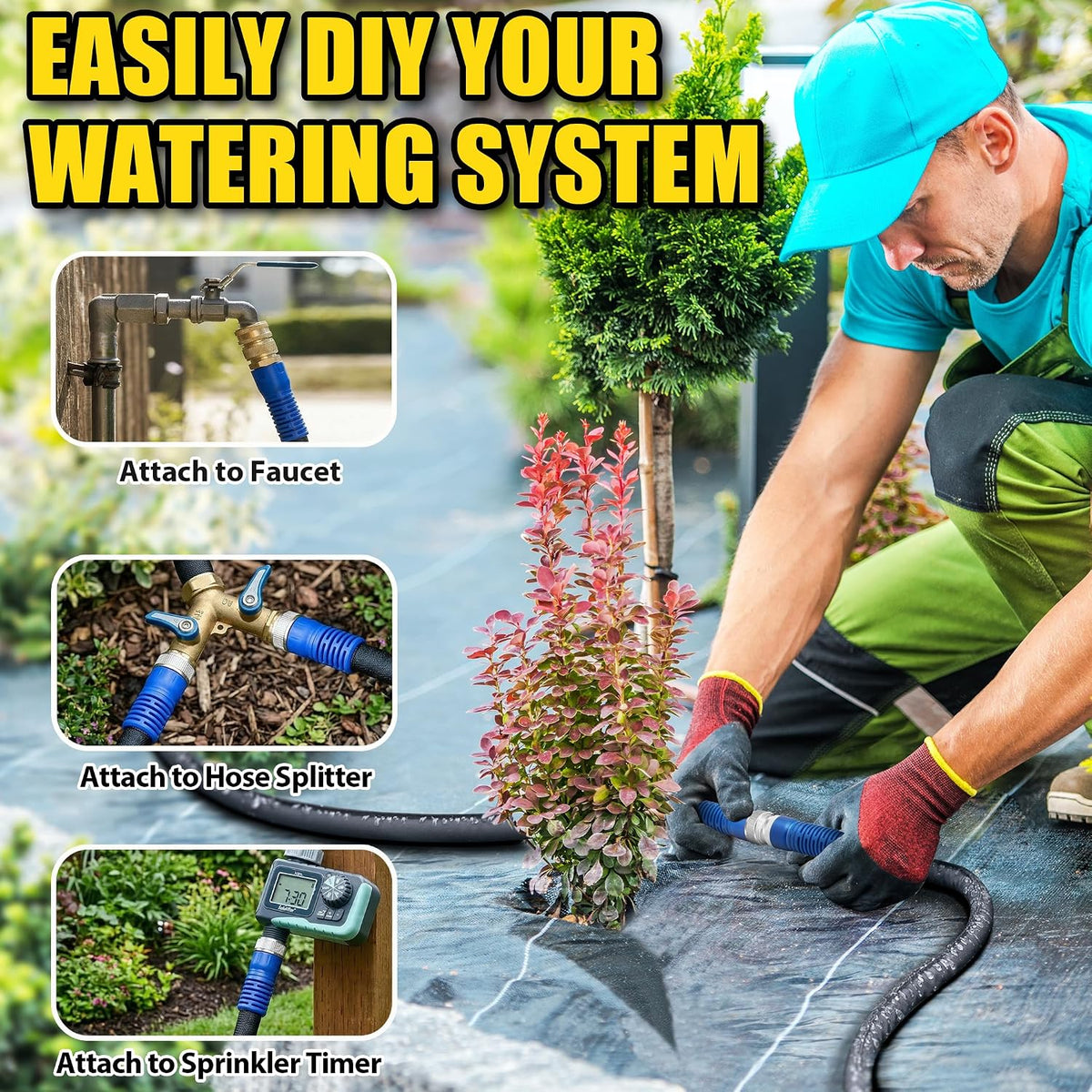 200FT Flat Soaker Hose, Heavy Duty Garden Watering Hose