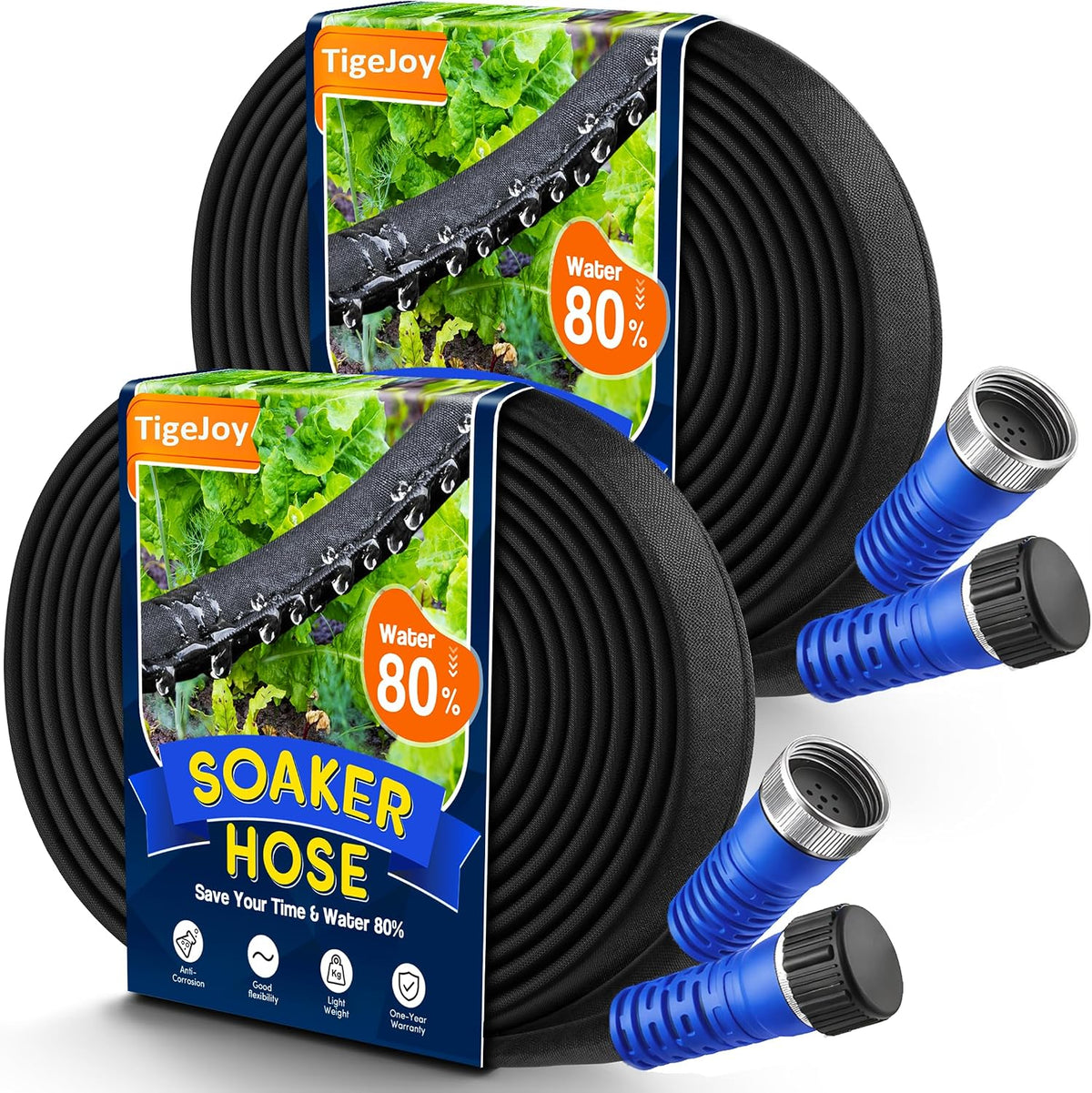 200FT Flat Soaker Hose, Heavy Duty Garden Watering Hose