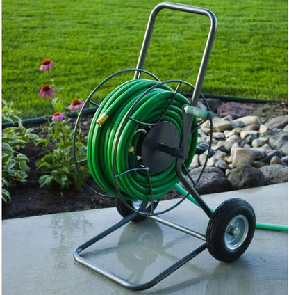 Ultimate Hose Management Bundle - Complete Hose Organizer Kit - Wheeled Cart, Wall Mounted Hanger, & Plant Saving Guides - Durable Powder Coated Steel - 5-Piece Set