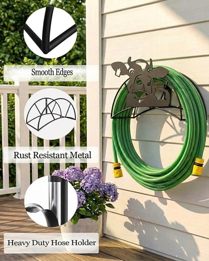 Cow Hose Hanger Metal Wall Mount Heavy Duty 125'5/8" Garden Hose Holder