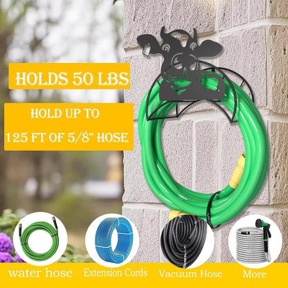 Cow Hose Hanger Metal Wall Mount Heavy Duty 125'5/8" Garden Hose Holder