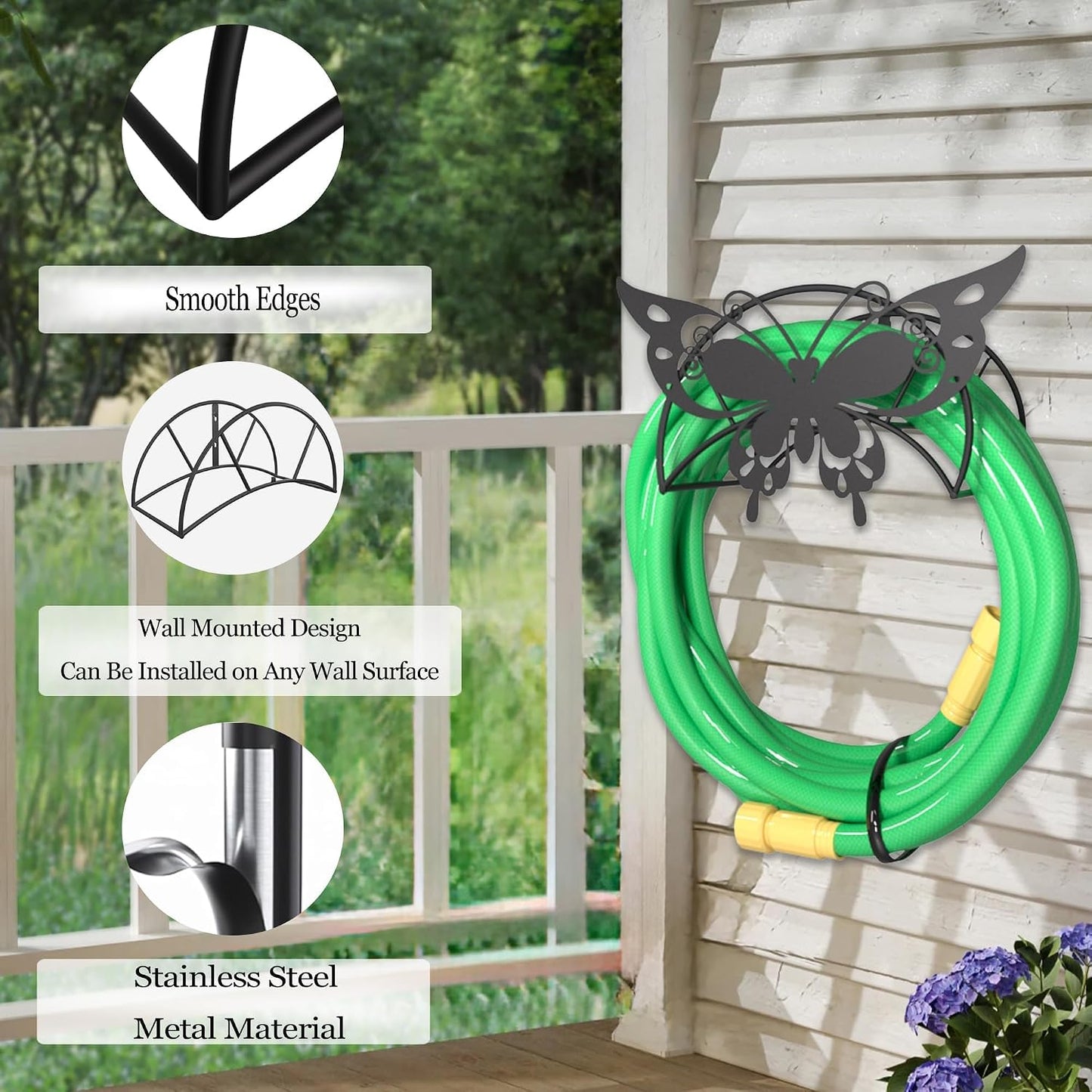 Cow Hose Hanger Metal Wall Mount Heavy Duty 125'5/8" Garden Hose Holder