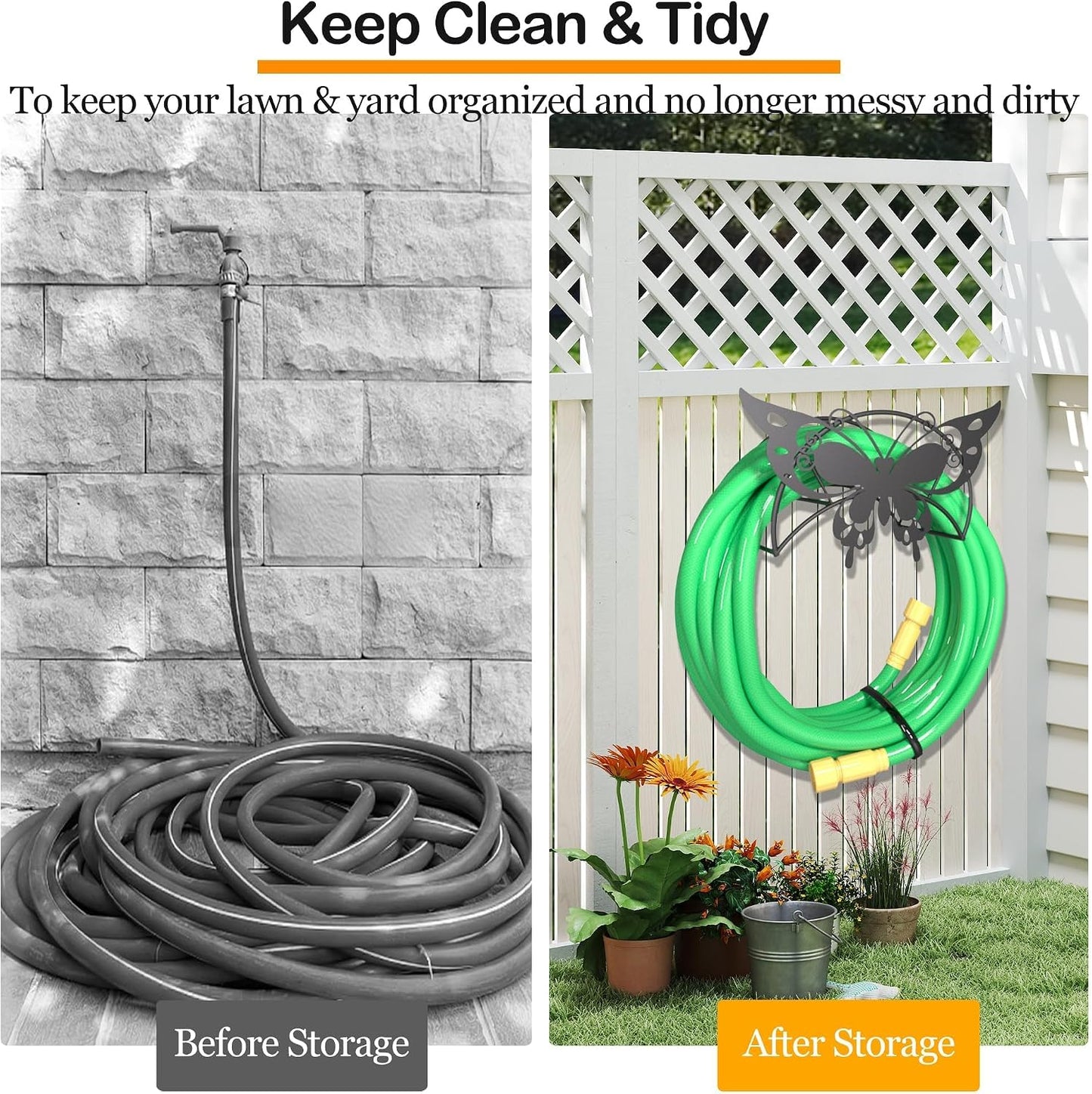 Cow Hose Hanger Metal Wall Mount Heavy Duty 125'5/8" Garden Hose Holder