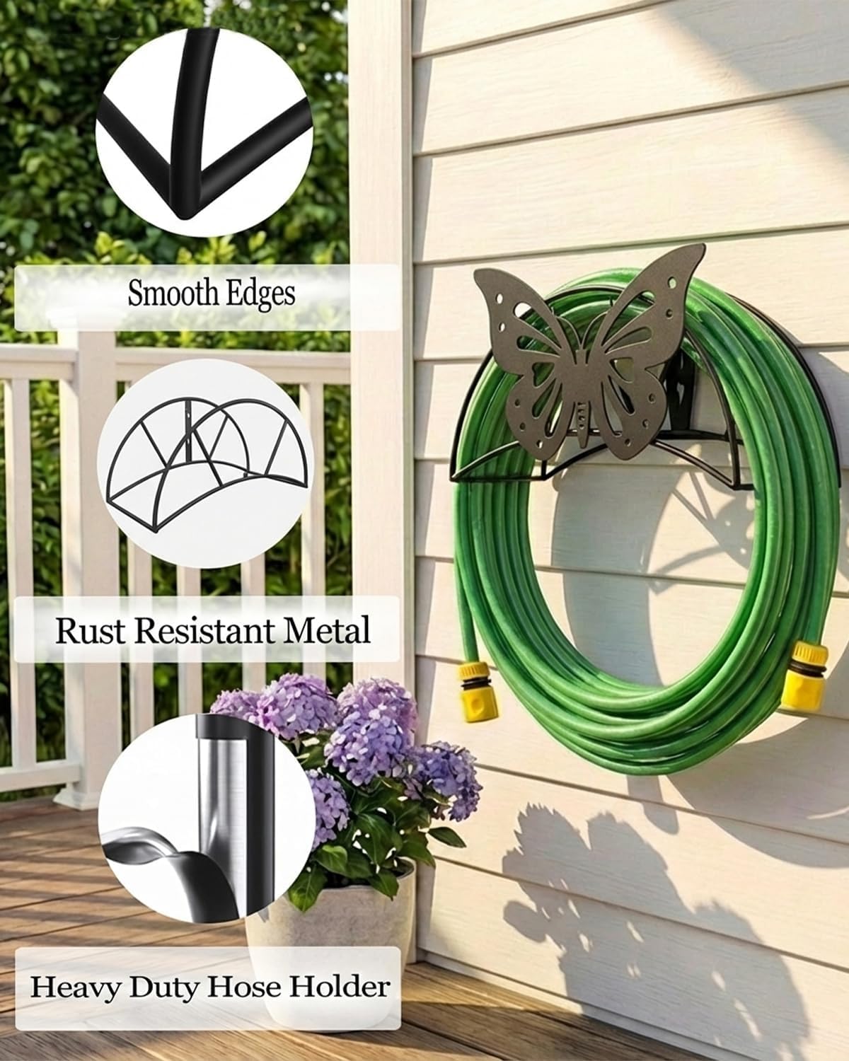 Cow Hose Hanger Metal Wall Mount Heavy Duty 125'5/8" Garden Hose Holder