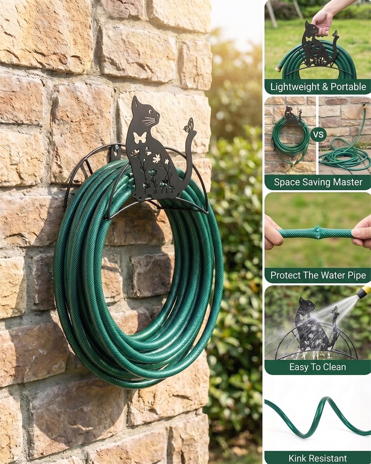Cow Hose Hanger Metal Wall Mount Heavy Duty 125'5/8" Garden Hose Holder