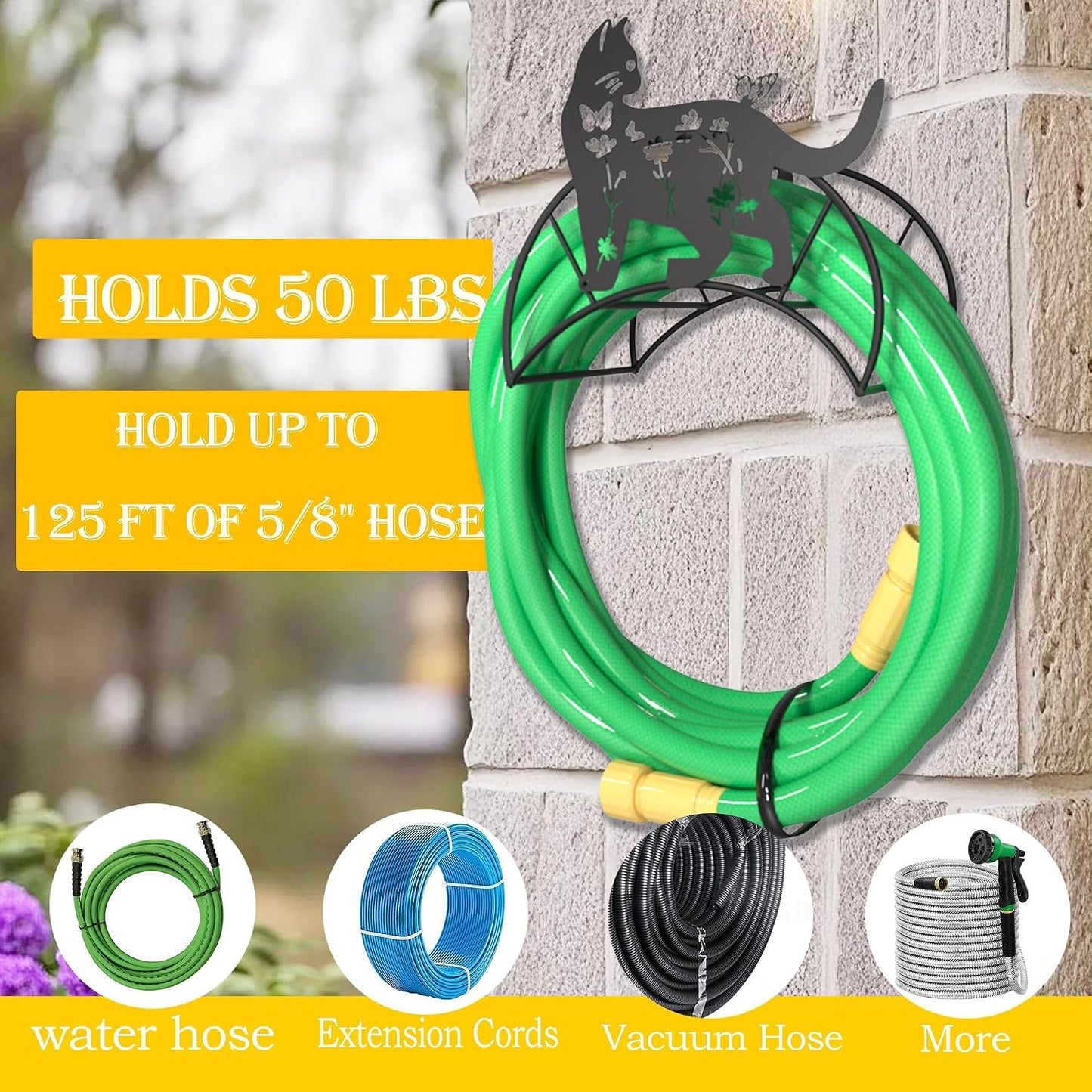 Cow Hose Hanger Metal Wall Mount Heavy Duty 125'5/8" Garden Hose Holder