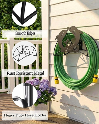 Cow Hose Hanger Metal Wall Mount Heavy Duty 125'5/8" Garden Hose Holder