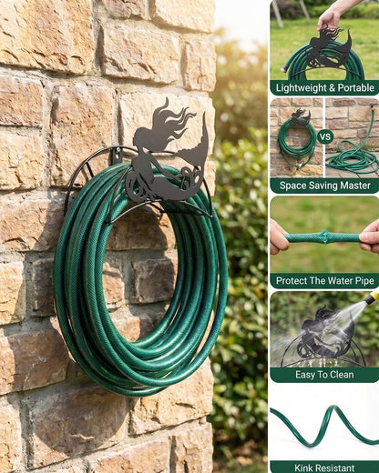 Cow Hose Hanger Metal Wall Mount Heavy Duty 125'5/8" Garden Hose Holder
