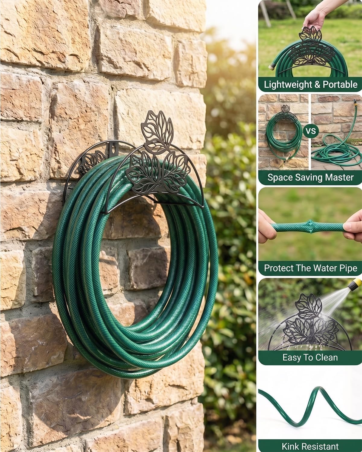 Cow Hose Hanger Metal Wall Mount Heavy Duty 125'5/8" Garden Hose Holder