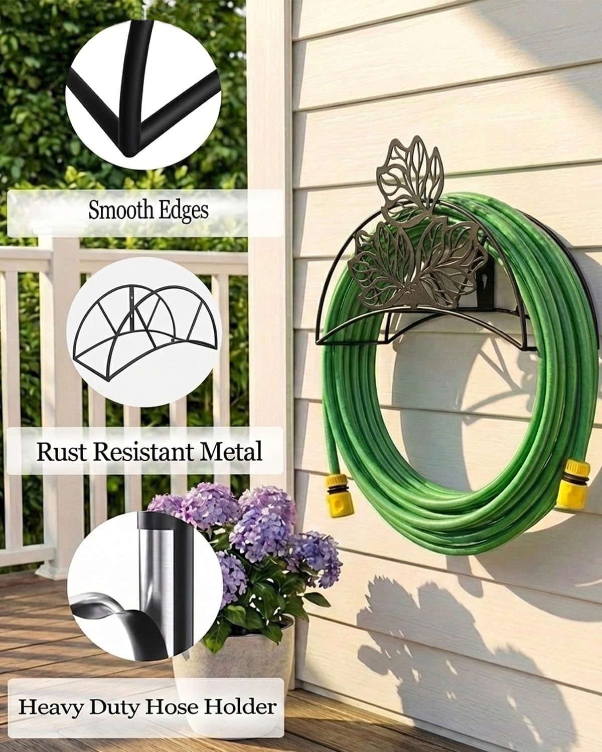 Cow Hose Hanger Metal Wall Mount Heavy Duty 125'5/8" Garden Hose Holder