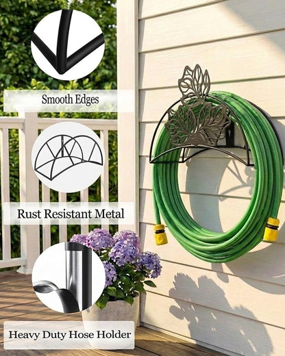 Cow Hose Hanger Metal Wall Mount Heavy Duty 125'5/8" Garden Hose Holder