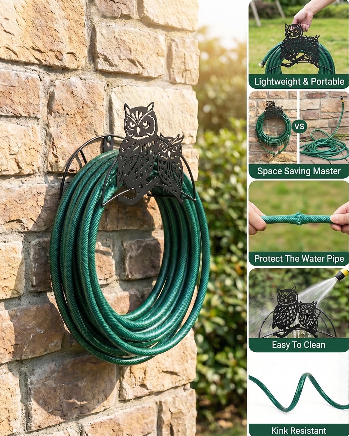Cow Hose Hanger Metal Wall Mount Heavy Duty 125'5/8" Garden Hose Holder