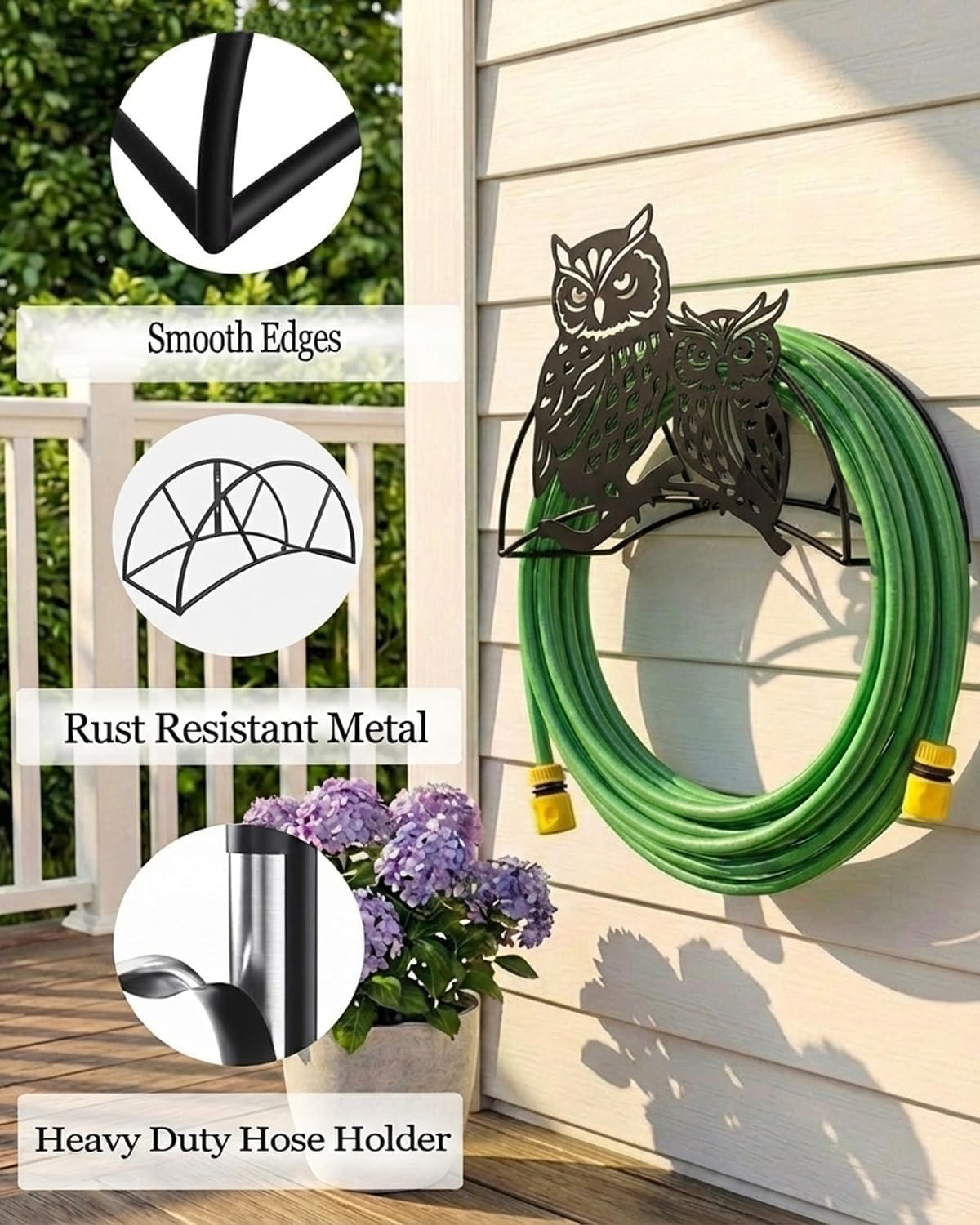 Cow Hose Hanger Metal Wall Mount Heavy Duty 125'5/8" Garden Hose Holder