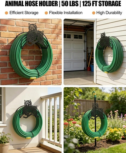 Cow Hose Hanger Metal Wall Mount Heavy Duty 125'5/8" Garden Hose Holder