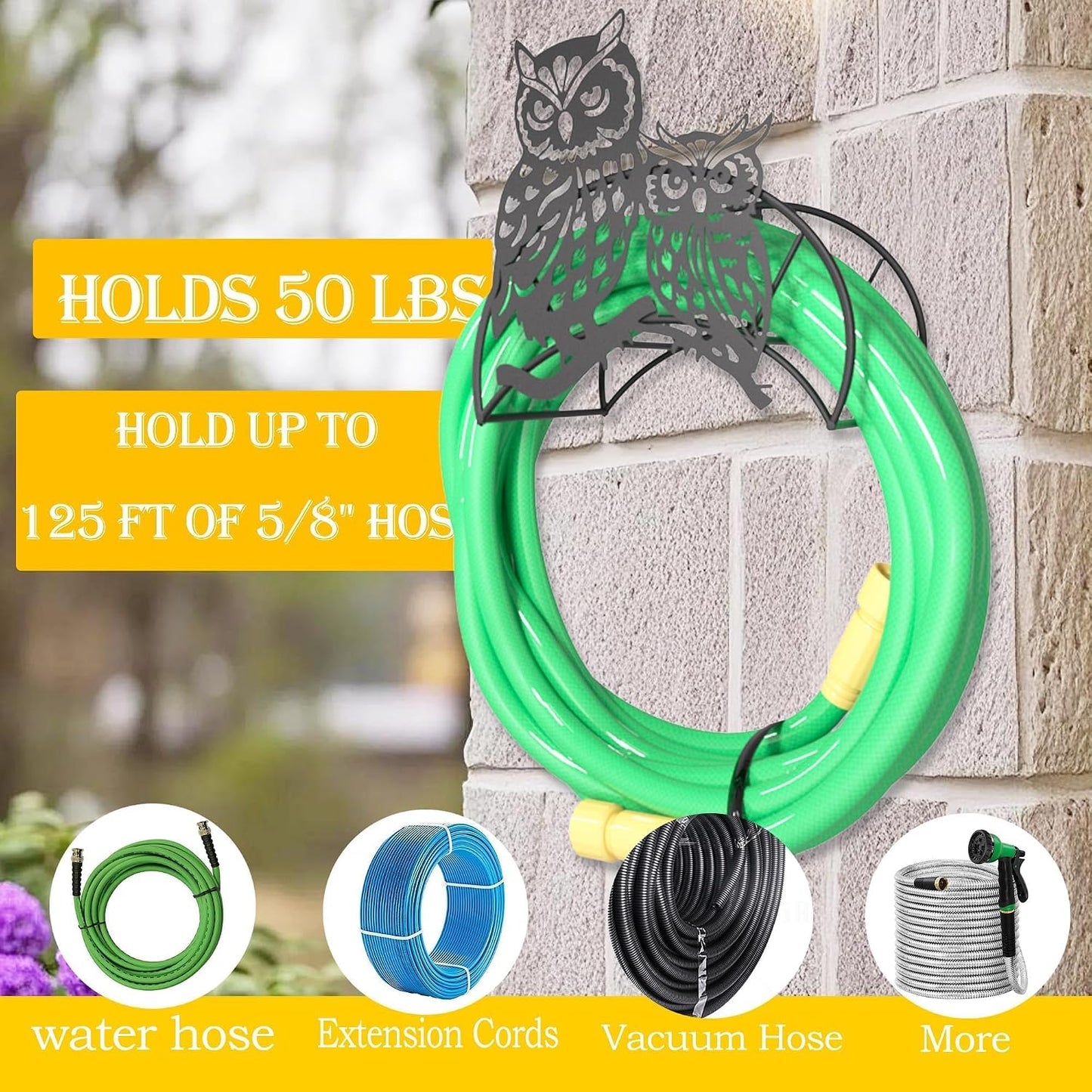 Cow Hose Hanger Metal Wall Mount Heavy Duty 125'5/8" Garden Hose Holder