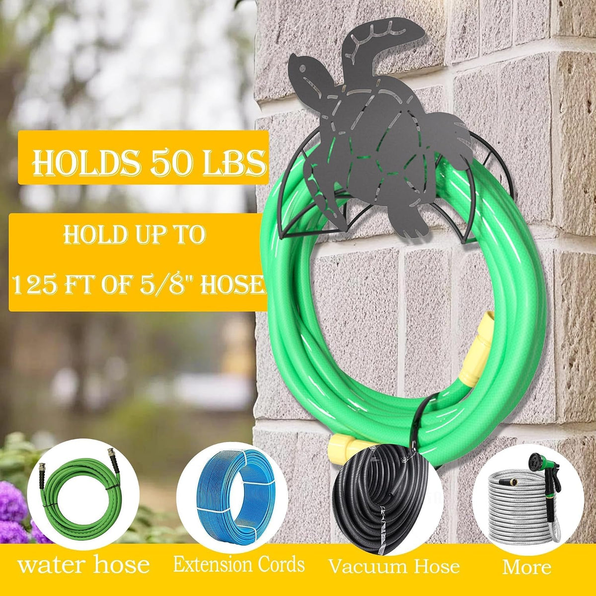Cow Hose Hanger Metal Wall Mount Heavy Duty 125'5/8" Garden Hose Holder